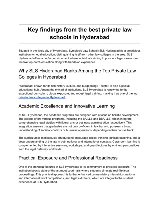 Key findings from the best private law schools in Hyderabad