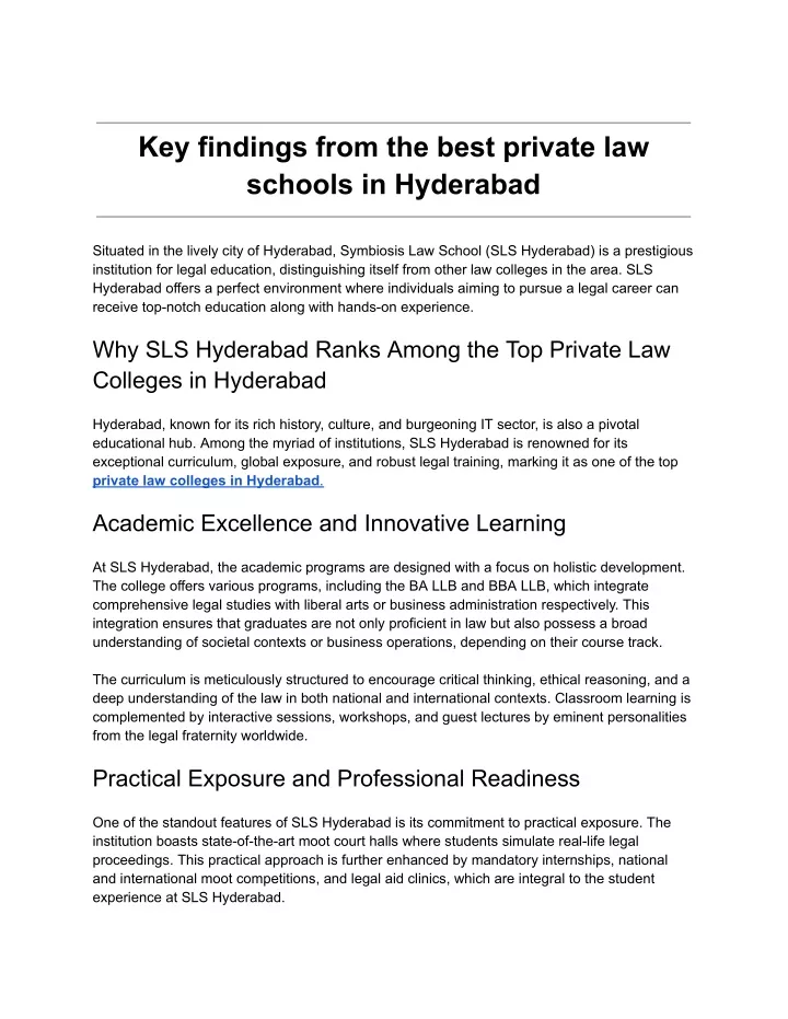 key findings from the best private law schools