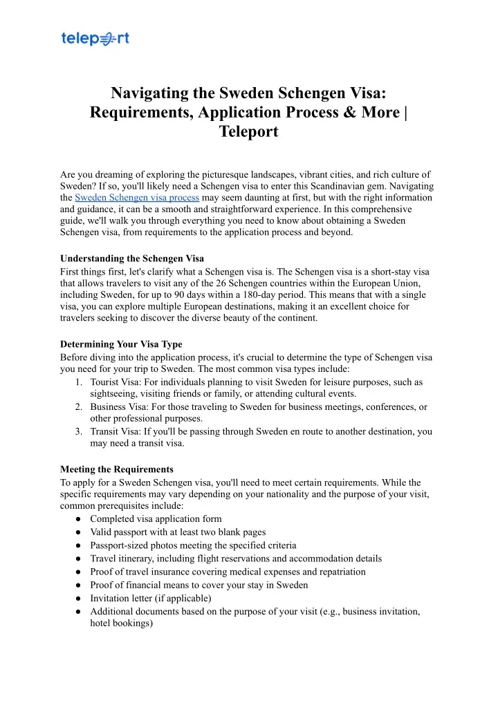 navigating the sweden schengen visa requirements