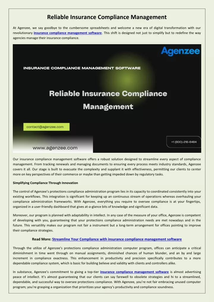 reliable insurance compliance management