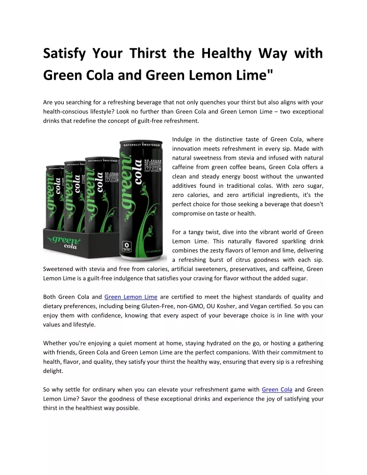 satisfy your thirst the healthy way with green