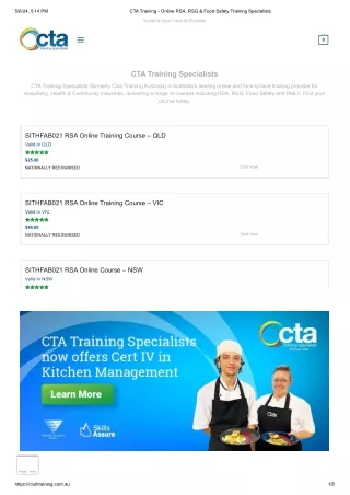 CTA Training - Online RSA, RSG & Food Safety Training Specialists