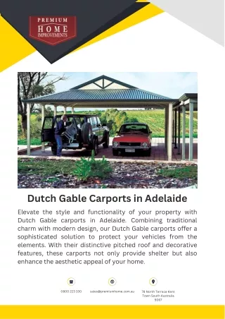 Dutch Gable Carports in Adelaide
