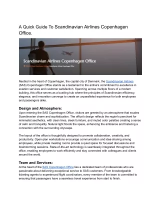 A Quick Guide To Scandinavian Airlines Copenhagen Office