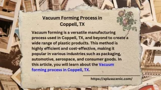 Crafting Innovation :Vacuum Forming Process in Coppell, TX