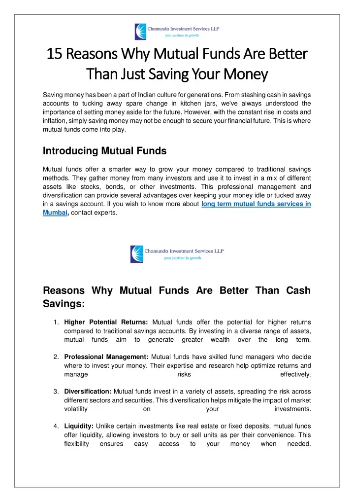 15 reasons why mutual funds are better 15 reasons