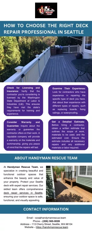 How to Choose the Right Deck Repair Professional in Seattle