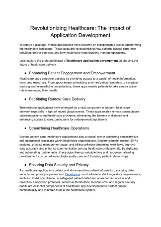 Healthcare Application Development | Innovative Solutions