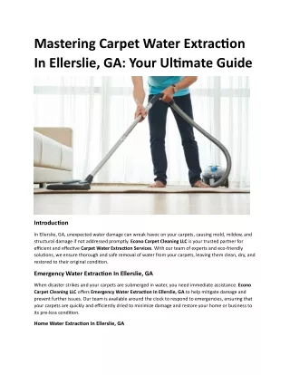Mastering Carpet Water Extraction In Ellerslie, GA Your Ultimate Guide