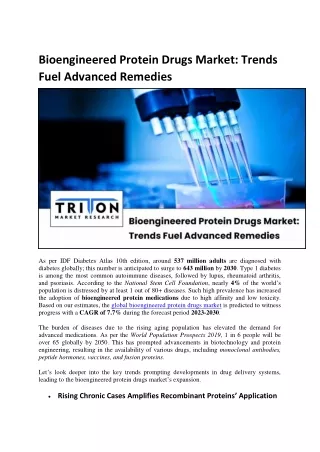 Bioengineered Protein Drugs Market: Trends Fuel Advanced Remedies