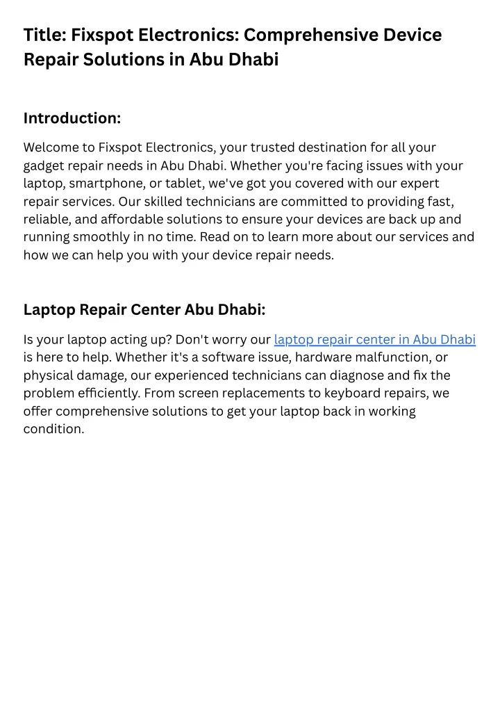 title fixspot electronics comprehensive device