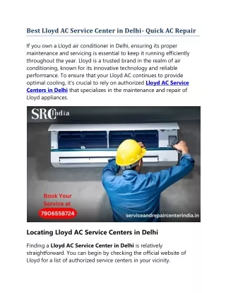 Best Lloyd AC Service Center in Delhi