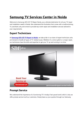 Samsung LED LCD TV Services in Noida