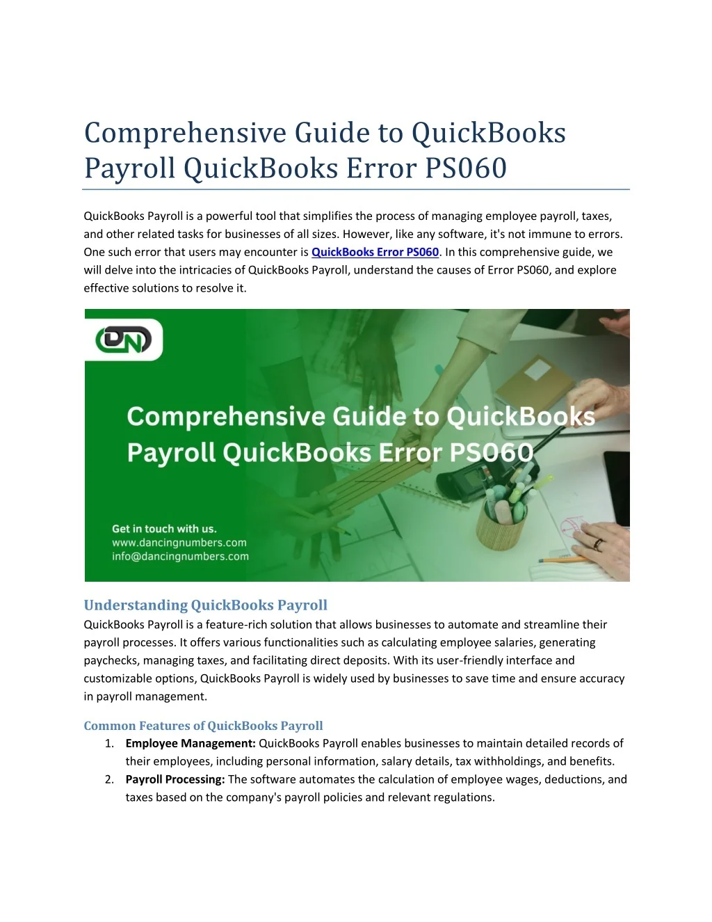 PPT - Comprehensive Guide to QuickBooks Payroll QuickBooks Error PS060 ...