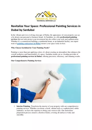 Revitalize Your Space Professional Painting Services in Dubai by Sardubai