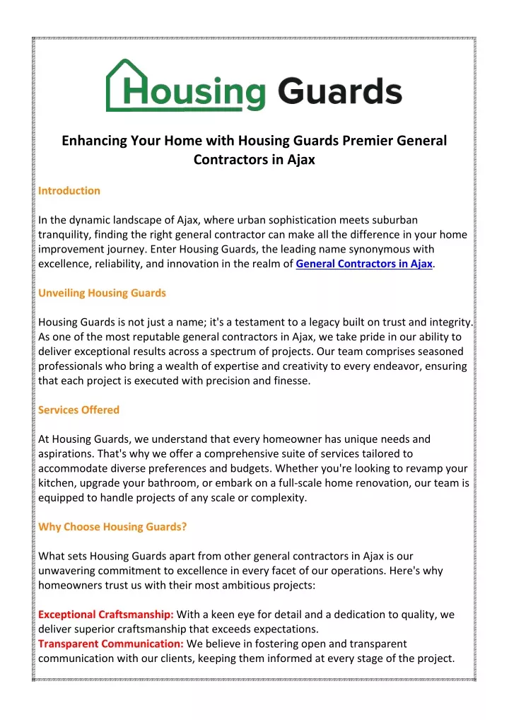 enhancing your home with housing guards premier