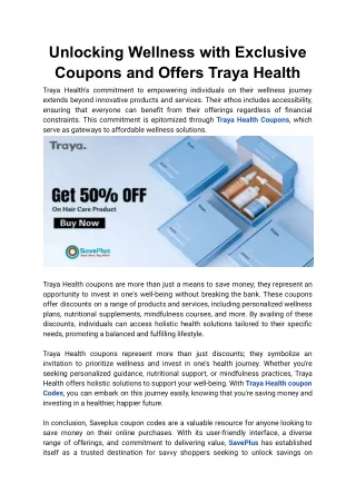 Unlocking Wellness with Exclusive Coupons and Offers Traya Health