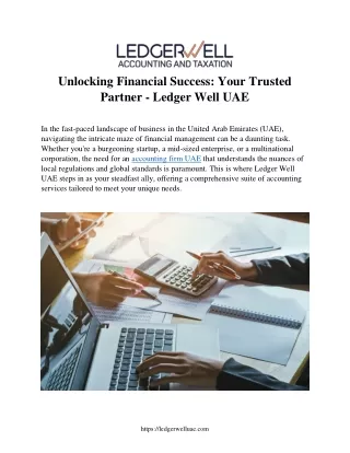 Unlocking Financial Success: Your Trusted  Partner - Ledger Well UAE