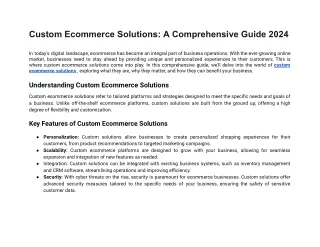 Custom Ecommerce Solutions: A Comprehensive Guide 2024