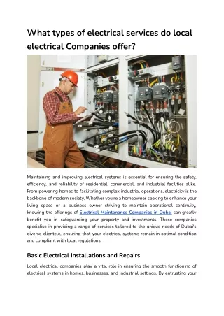 What types of electrical services do local electrical Companies offer