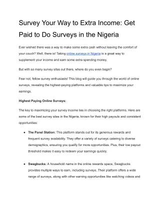 Survey Your Way to Extra Income_ Get Paid to Do Surveys in the Nigeria