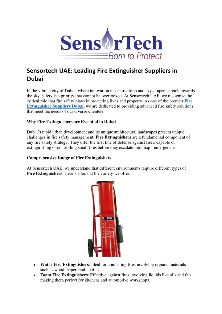 sensortech uae leading fire extinguisher