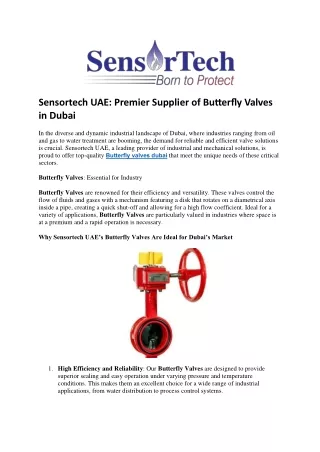 Sensortech UAE Premier Supplier of Butterfly Valves in Dubai