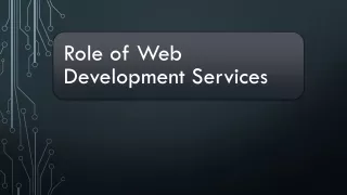 Role of Web Development Services