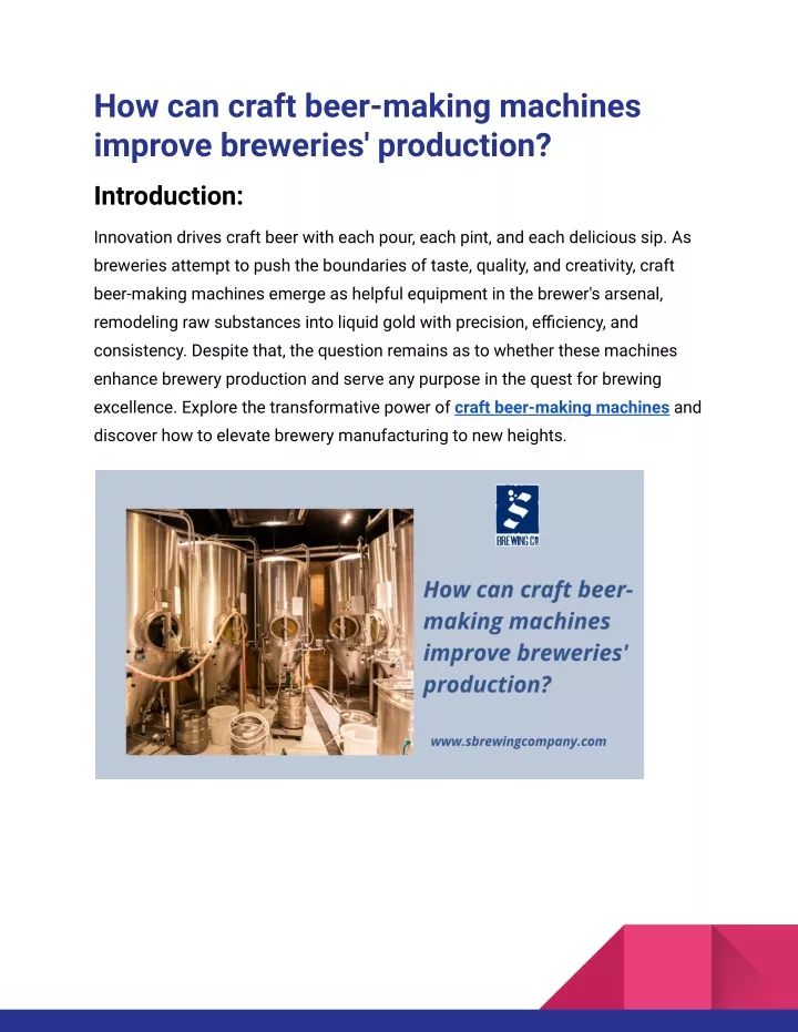 how can craft beer making machines improve