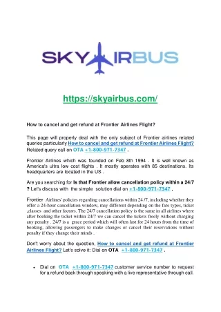 How to cancel and get refund at Frontier Airlines Flight?