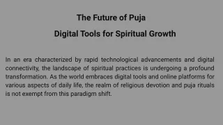 The Future of Puja Digital Tools for Spiritual Growth
