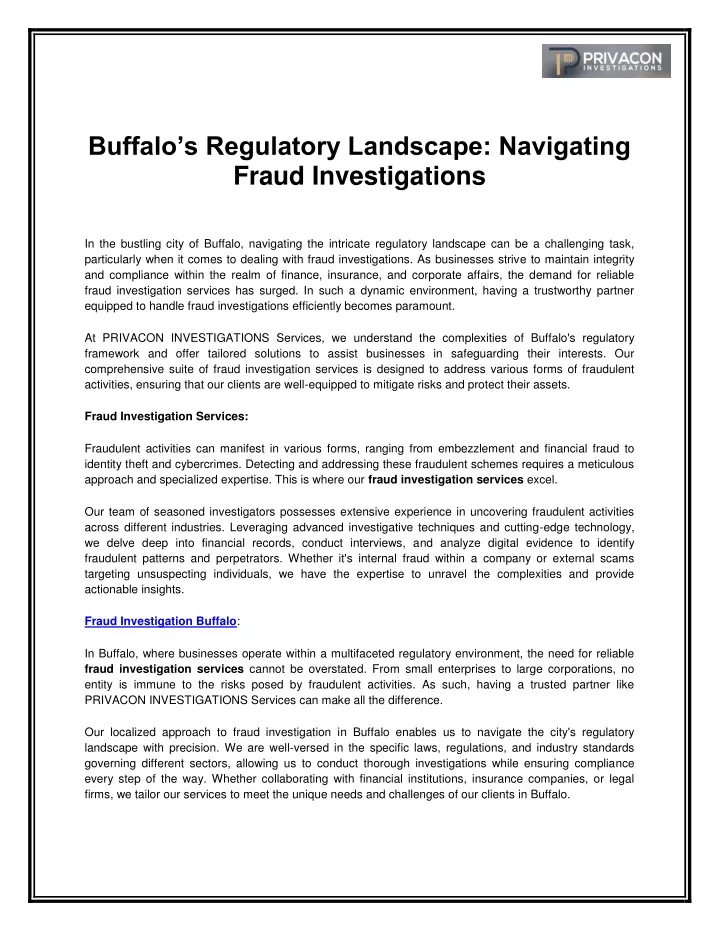 buffalo s regulatory landscape navigating fraud