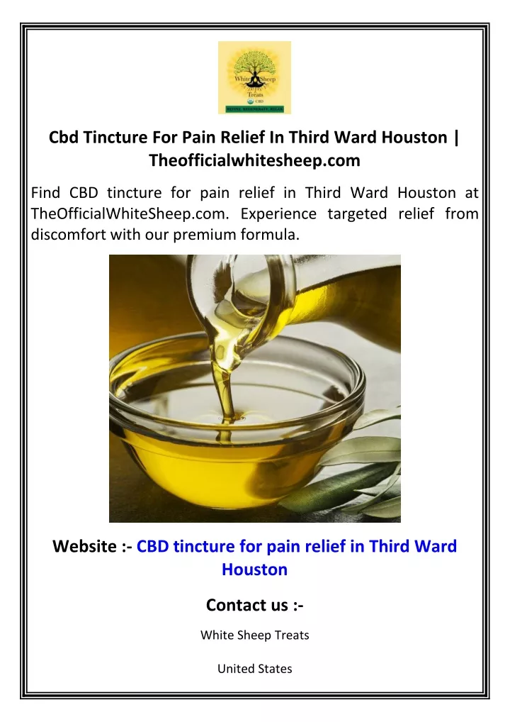 cbd tincture for pain relief in third ward