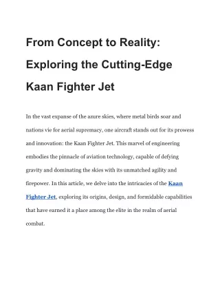 From Concept to Reality Exploring the Cutting-Edge Kaan Fighter Jet