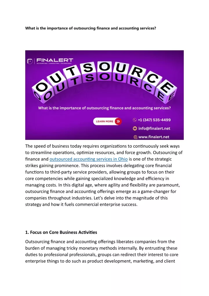 what is the importance of outsourcing finance