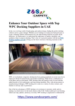 Premier WPC Decking Suppliers in UAE: Elevate Your Outdoor Living