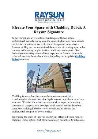 Elevate Your Space with Cladding Solutions in Dubai