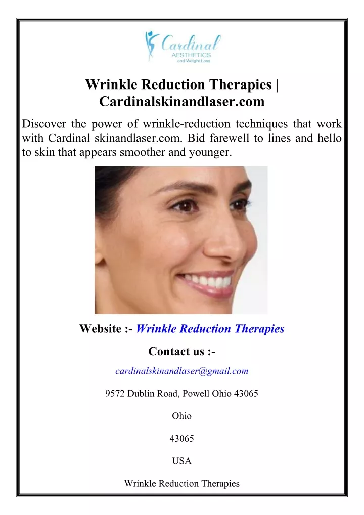 wrinkle reduction therapies cardinalskinandlaser