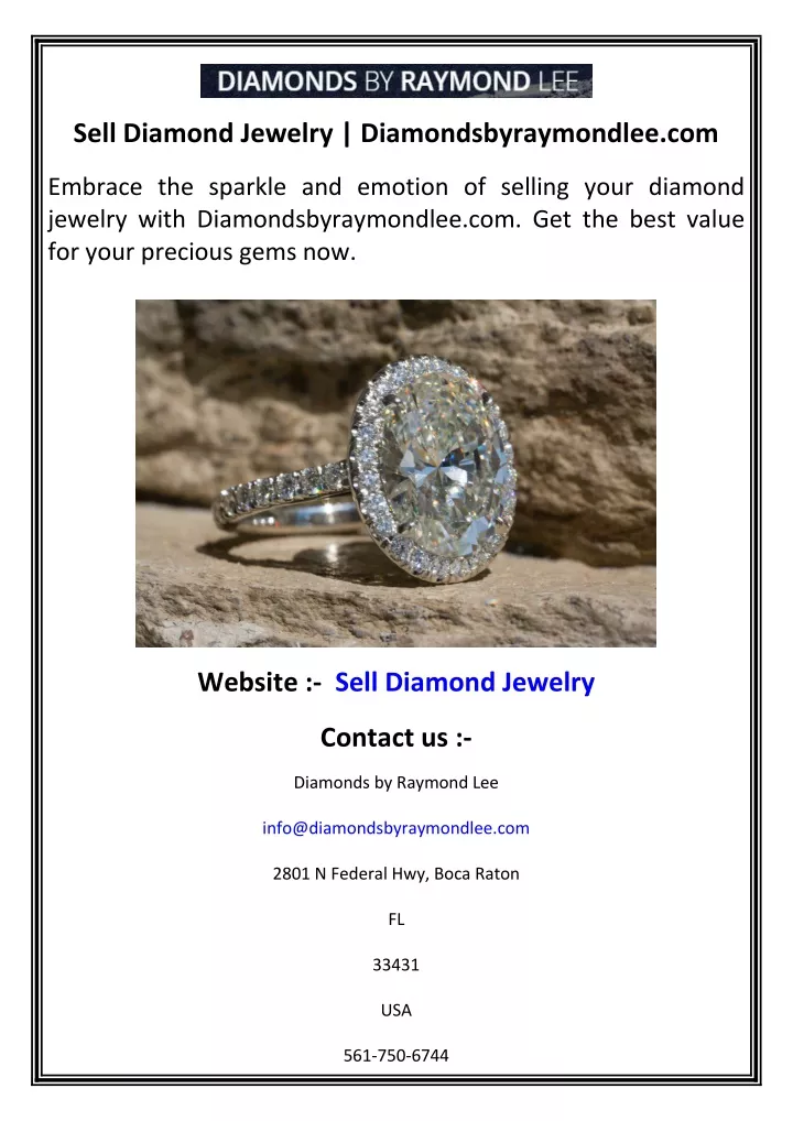 sell diamond jewelry diamondsbyraymondlee com