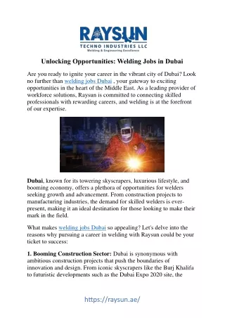 Opportunities Ablaze: Welding Jobs in Dubai