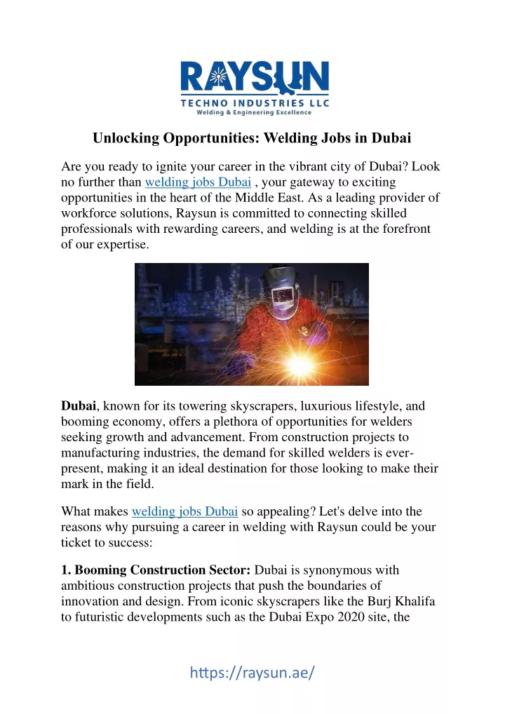 unlocking opportunities welding jobs in dubai