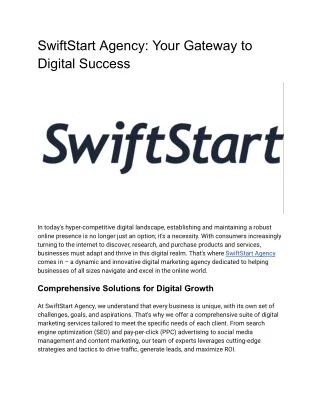 SwiftStart Agency