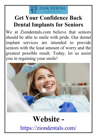 Get Your Confidence Back Dental Implants for Seniors
