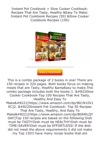 Download⚡ Instant Pot Cookbook + Slow Cooker Cookbook: Recipes That Are Tas