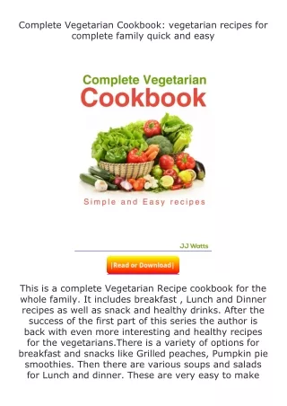 Download⚡(PDF)❤ Complete Vegetarian Cookbook: vegetarian recipes for comple