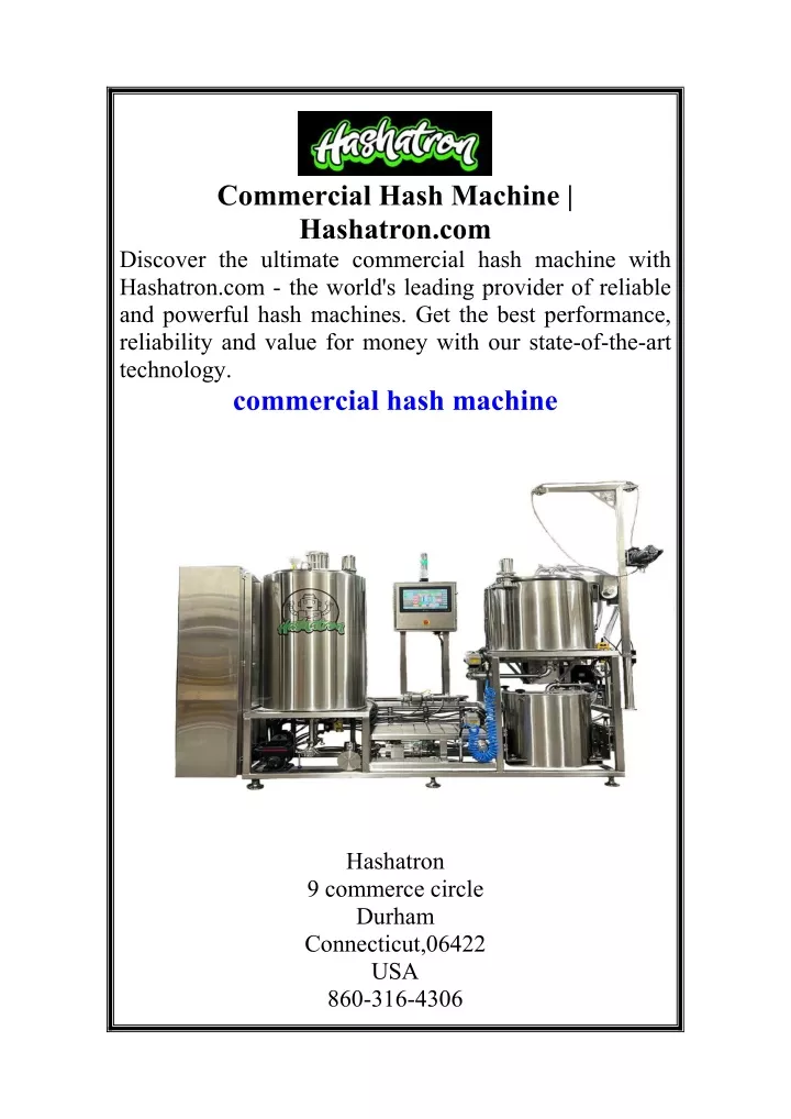 commercial hash machine hashatron com discover