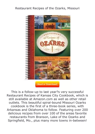 full✔download️⚡(pdf) Restaurant Recipes of the Ozarks, Missouri