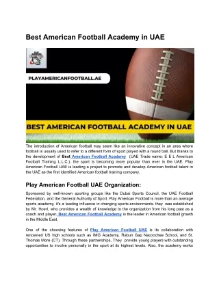 Best American Football Academy in the UAE