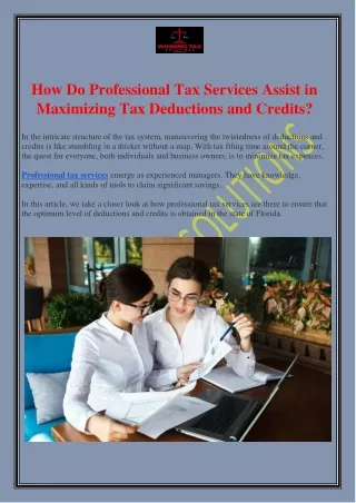 How Do Professional Tax Services Assist in Maximizing Tax Deductions and Credits