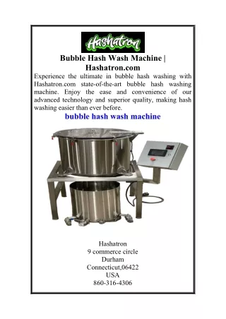 Bubble Hash Wash Machine  Hashatron.com